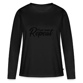 Créer Inspire Répéter - T-shirt manches longues Premium bio Femme - noir - Devant - Julia (174cm)
