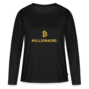 Millionaire. X Bitcoin Millionaire. - T-shirt manches longues Premium bio Femme - noir - Devant - Julia (174cm)