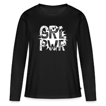 GRL PWR - Women's Premium Organic Long Sleeve Shirt - black - Front - Julia (174cm)