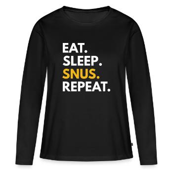 Snus tabac nicotine Suède - T-shirt manches longues Premium bio Femme - noir - Devant - Julia (174cm)