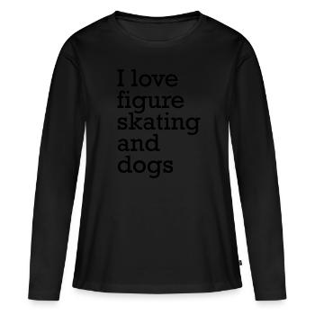 J’adore le patinage artistique et les chiens Drôle de patinage sur glace - T-shirt manches longues Premium bio Femme - noir - Devant - Julia (174cm)