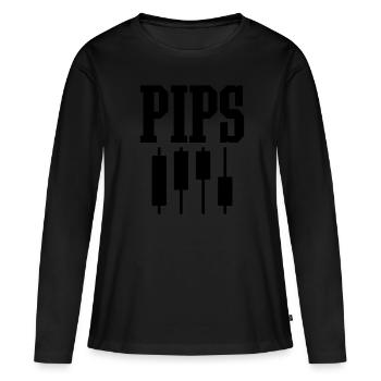 Pips Funny Forex Trader Trading Fan Odds - Women's Premium Organic Long Sleeve Shirt - black - Front - Julia (174cm)