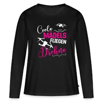 Coole Mädels Drohne - Frauen Premium Bio Langarmshirt - Schwarz - Vorne - Julia (174cm)