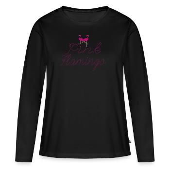 Flamingo Pink Flamingo - T-shirt manches longues Premium bio Femme - noir - Devant - Julia (174cm)