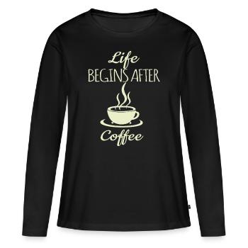 Café disant - T-shirt manches longues Premium bio Femme - noir - Devant - Julia (174cm)