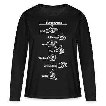 Fingersutra rapports sexuels préliminaires - T-shirt manches longues Premium bio Femme - noir - Devant - Julia (174cm)