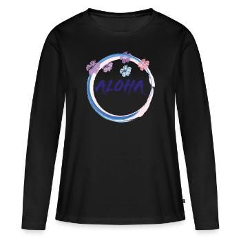 ALOHA COULEUR - T-shirt manches longues Premium bio Femme - noir - Devant - Julia (174cm)