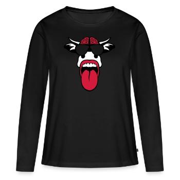 vache cervelle lunette langue tire cerveau - T-shirt manches longues Premium bio Femme - noir - Devant - Julia (174cm)