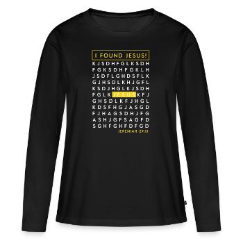 J’ai trouvé Jésus. - T-shirt manches longues Premium bio Femme - noir - Devant - Julia (174cm)