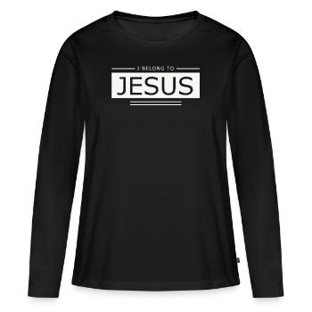 Jésus - j'appartiens à Jésus - Jésus - T-shirt manches longues Premium bio Femme - noir - Devant - Julia (174cm)