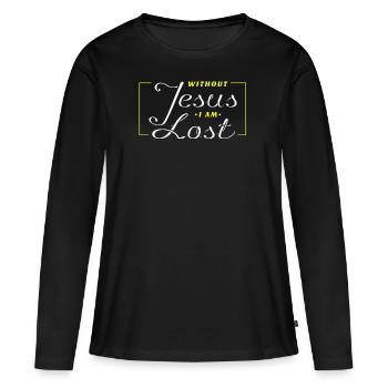 Jésus - Sans Jésus je suis perdu - Jésus - T-shirt manches longues Premium bio Femme - noir - Devant - Julia (174cm)