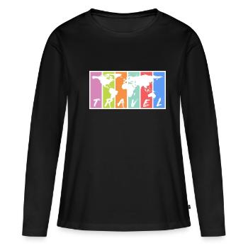 Voyage. Voyage! Voyage - T-shirt manches longues Premium bio Femme - noir - Devant - Julia (174cm)