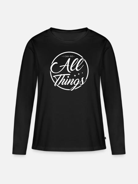 Mit Gott kann ich alles schaffen - Motivation - Frauen Premium Bio Langarmshirt - Schwarz