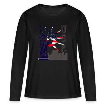 Etats-Unis Statue de la Liberté New York - T-shirt manches longues Premium bio Femme - noir - Devant - Julia (174cm)