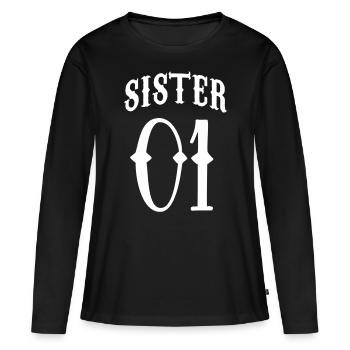 Sister 01 PArtnerlook - Women's Premium Organic Long Sleeve Shirt - black - Front - Julia (174cm)