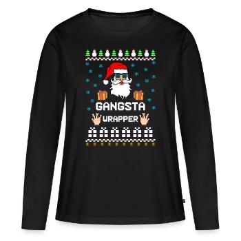 Gangsta Wrapper Ugly Christmas Santa - Frauen Premium Bio Langarmshirt - Schwarz - Vorne - Julia (174cm)