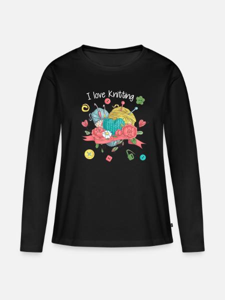 Stricken Geschenkidee Stricknadel Strickerin Garn - Premium økologisk langærmet T-shirt til kvinder - sort