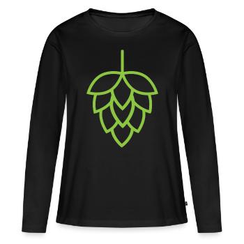 Houblon de bière - T-shirt manches longues Premium bio Femme - noir - Devant - Julia (174cm)