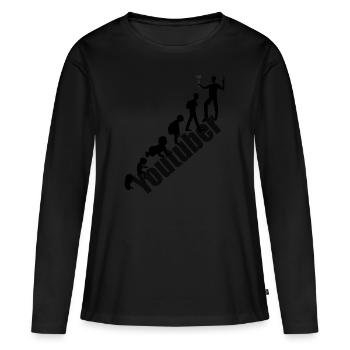 youtuber - T-shirt manches longues Premium bio Femme - noir - Devant - Julia (174cm)