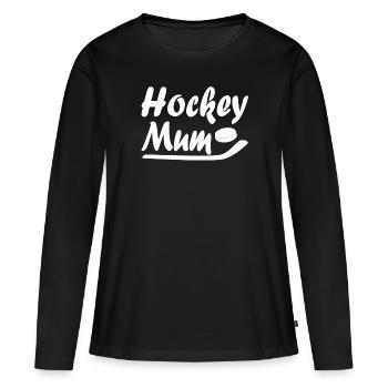 Ice Hockey Mum Eishockey Mutter - Frauen Premium Bio Langarmshirt - Schwarz - Vorne - Julia (174cm)
