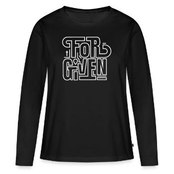 vergeben - Jesus starb für uns - Christlich - Frauen Premium Bio Langarmshirt - Schwarz - Vorne - Julia (174cm)