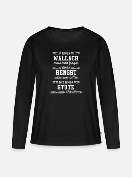 Pferd Pferde Wallach Hengst Stute Pferdefreund - Frauen Premium Bio Langarmshirt - Schwarz