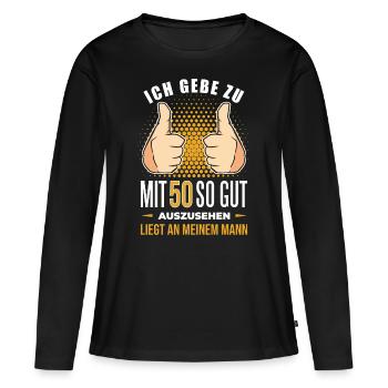 50 Geburtstag. 50 Jahre Geschenk 50. Geburtstag - Frauen Premium Bio Langarmshirt - Schwarz - Vorne - Julia (174cm)