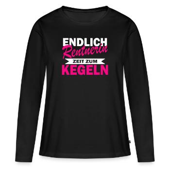 Endlich Rentnerin Kegeln Rente Ruhestand Geschenk - Frauen Premium Bio Langarmshirt - Schwarz - Vorne - Julia (174cm)