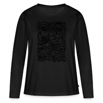 New York Doodle Ink - Frauen Premium Bio Langarmshirt - Schwarz - Vorne - Julia (174cm)