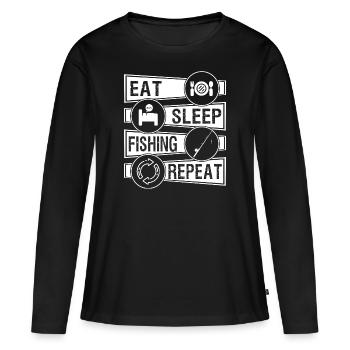 Angeln und ich - Frauen Premium Bio Langarmshirt - Schwarz - Vorne - Julia (174cm)