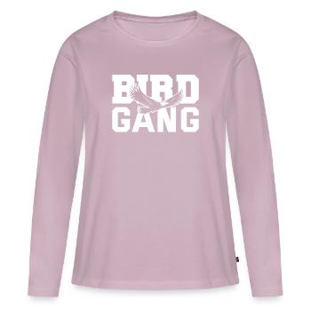 Oiseaux drôles ornithologues amateurs - T-shirt manches longues Premium bio Femme - rose poudré - Devant - Julia (174cm)