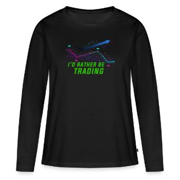 Chemise de trader - Je préfère trader - T-shirt manches longues Premium bio Femme - noir - Devant - Julia (174cm)