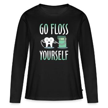 GO FLOSS SELBST - Frauen Premium Bio Langarmshirt - Schwarz - Vorne - Julia (174cm)