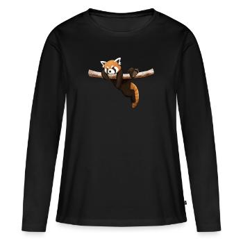 HimalayaKatzen ou Styans Petit Panda - T-shirt manches longues Premium bio Femme - noir - Devant - Julia (174cm)