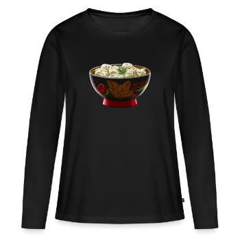 Russland Pelmeni Teller - Frauen Premium Bio Langarmshirt - Schwarz - Vorne - Julia (174cm)