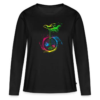 Splash Unicycle - Women's Premium Organic Long Sleeve Shirt - black - Front - Julia (174cm)