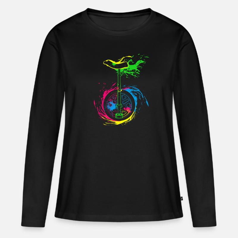 Splash Einrad - Frauen Premium Bio Langarmshirt - Schwarz