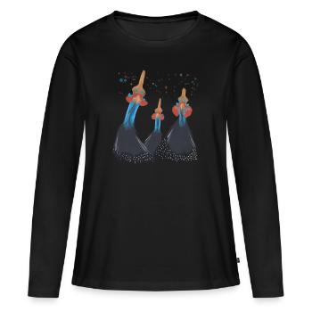 Trio Guinea Fowl - Women's Premium Organic Long Sleeve Shirt - black - Front - Julia (174cm)