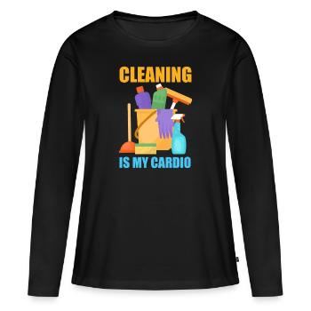 Drôle de femme de ménage nettoyeuse ménage ménage ménage - T-shirt manches longues Premium bio Femme - noir - Devant - Julia (174cm)