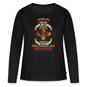 PISS OFF MY WIFE FARMER SKULL - T-shirt manches longues Premium bio Femme - noir - Devant - Julia (174cm)