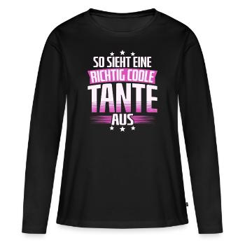 So sieht eine richtig coole Tante aus - Frauen Premium Bio Langarmshirt - Schwarz - Vorne - Julia (174cm)