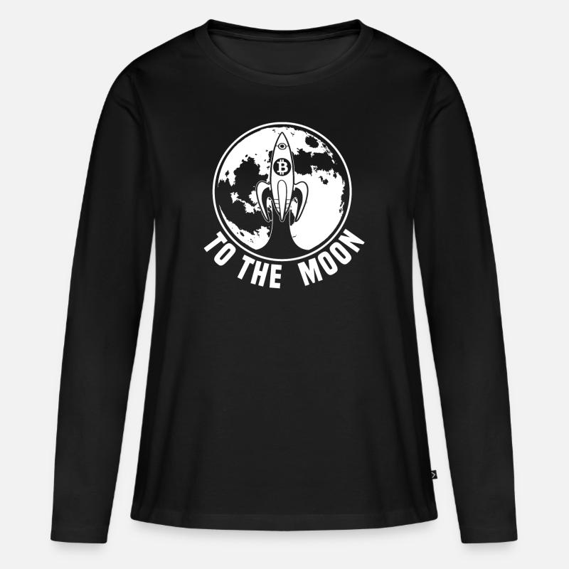 Bitcoin Rakete Bitcoin to the Moon Bitcoin - Frauen Premium Bio Langarmshirt - Schwarz
