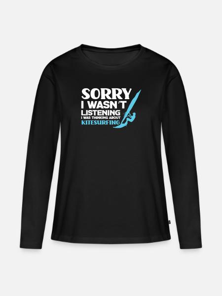 Lustiges Kitesurfer Kiteboarding Kitesurfen - Frauen Premium Bio Langarmshirt - Schwarz