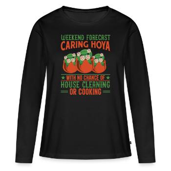 Amoureux de Hoya, fleurs en porcelaine ou fleurs en cire - T-shirt manches longues Premium bio Femme - noir - Devant - Julia (174cm)