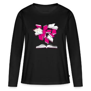 BUCH HERZ - Frauen Premium Bio Langarmshirt - Schwarz - Vorne - Julia (174cm)