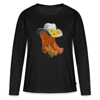 BOTTE DE COWBOY - T-shirt manches longues Premium bio Femme - noir - Devant - Julia (174cm)