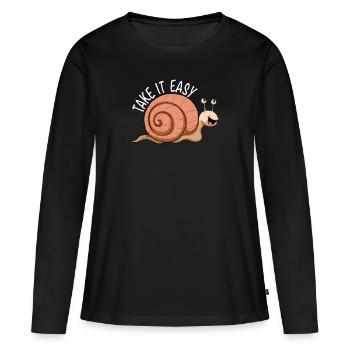 Snail Take It Easy nudibranch snail shell - Women's Premium Organic Long Sleeve Shirt - black - Front - Julia (174cm)