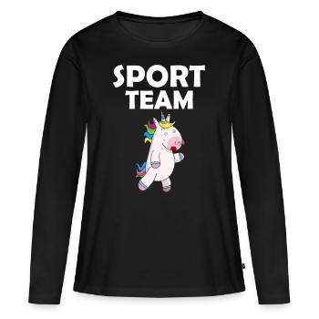 Licorne sport équipe - T-shirt manches longues Premium bio Femme - noir - Devant - Julia (174cm)