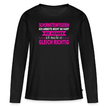 Schornsteinfegerin Rauchfangkehrerin Geschenk - Frauen Premium Bio Langarmshirt - Schwarz - Vorne - Julia (174cm)