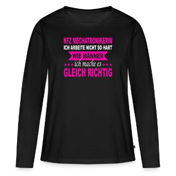 KFZ Mechatronikerin Geschenk Auto Mechanikerin - Frauen Premium Bio Langarmshirt - Schwarz - Vorne - Julia (174cm)